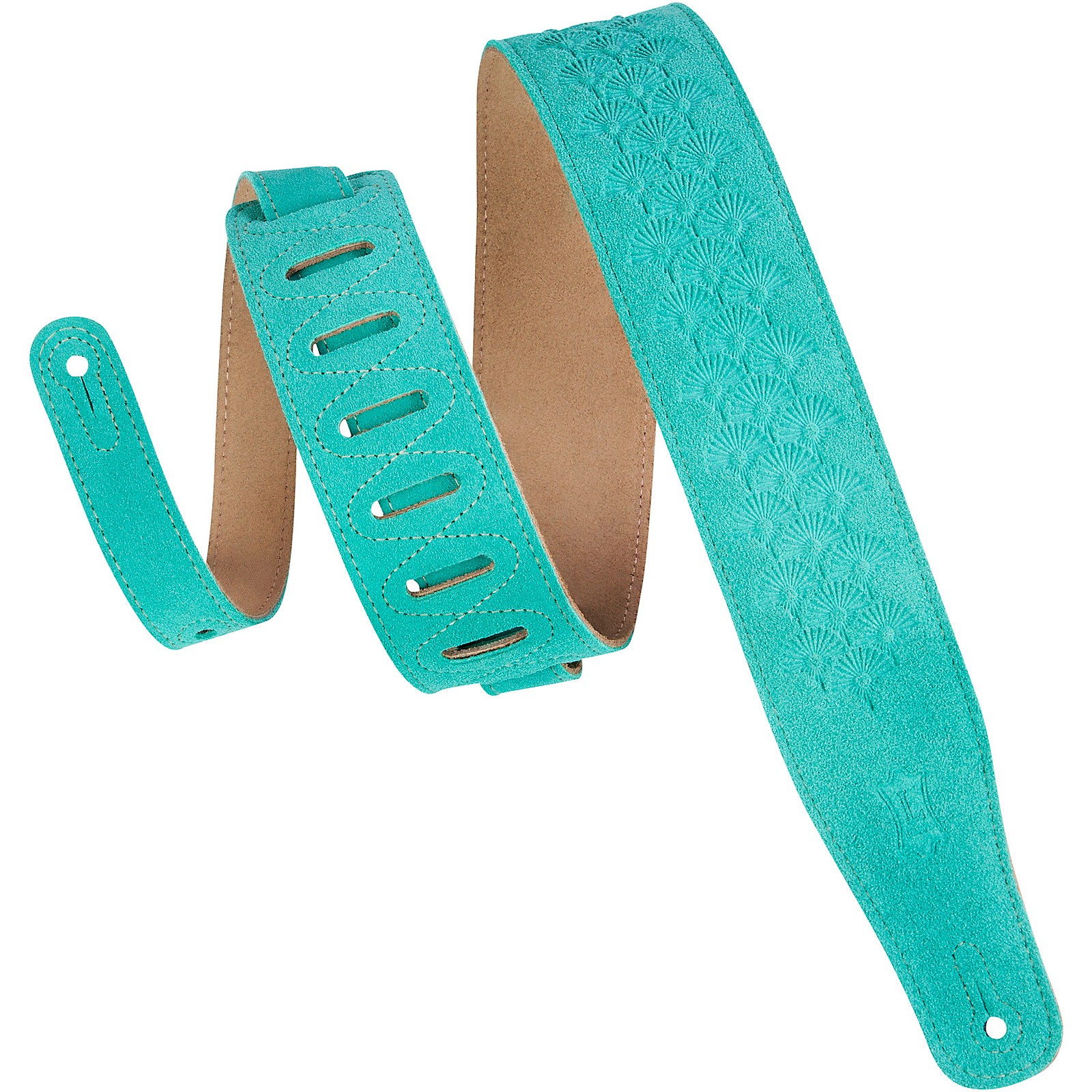 Levy's MS26DE 2.5" Seafoam Suede Leather Guitar Strap Musician's Friend