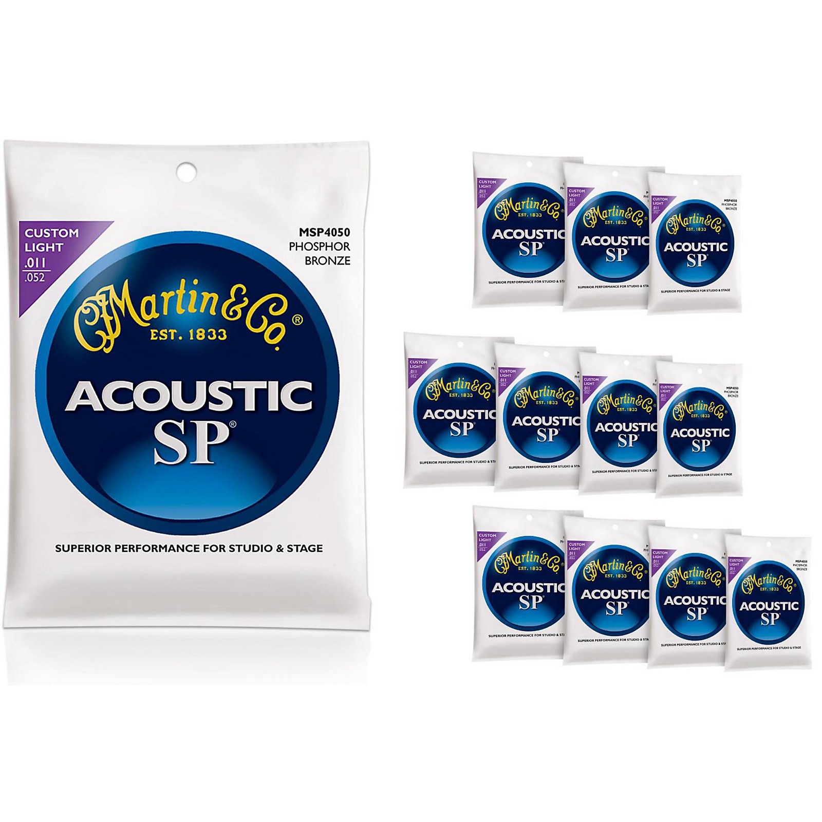 Martin MSP4050 SP Phosphor Bronze Custom Light 12Pack Acoustic Guitar