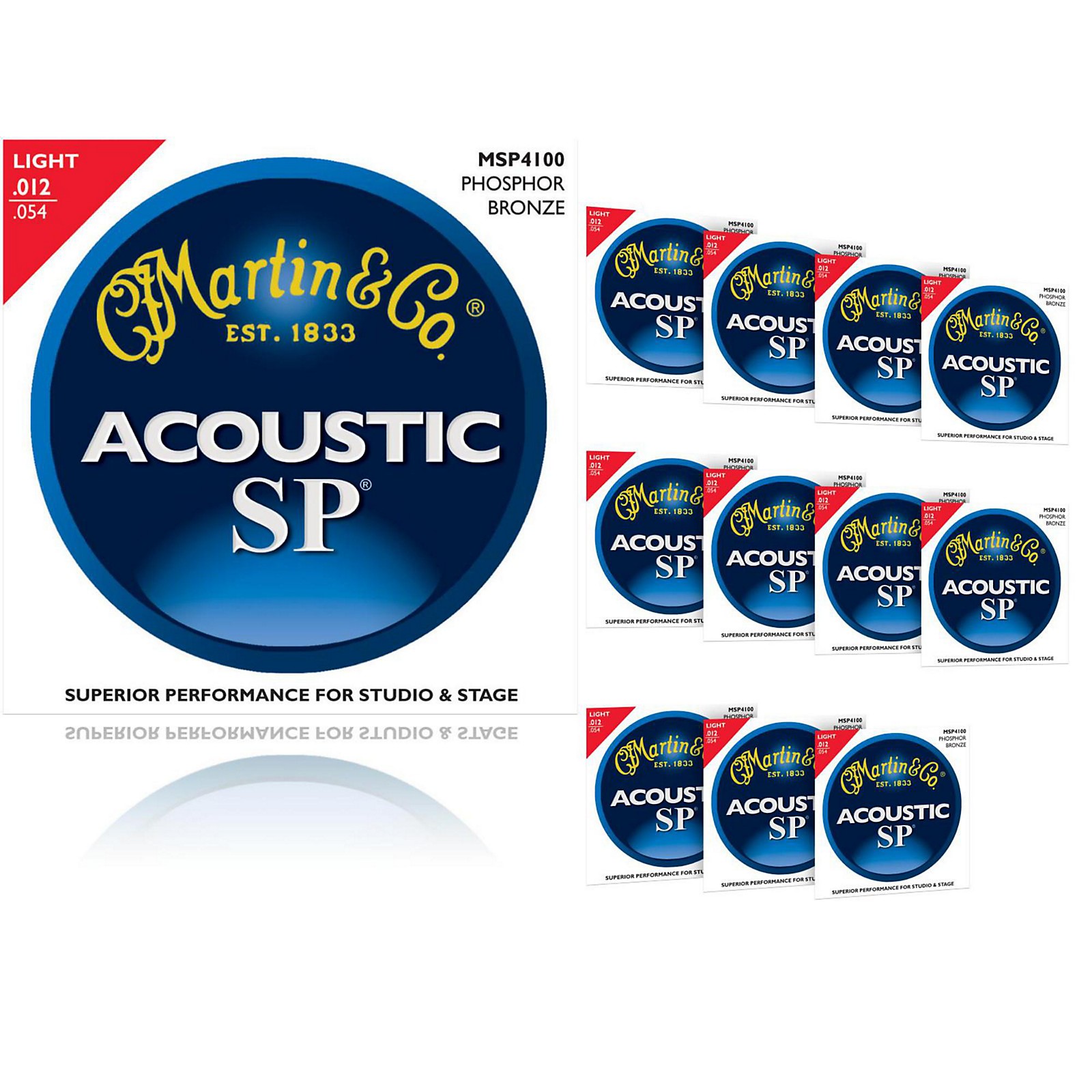 Martin MSP4100 SP Phosphor Bronze Light 12Pack Acoustic Guitar Strings Musician's Friend
