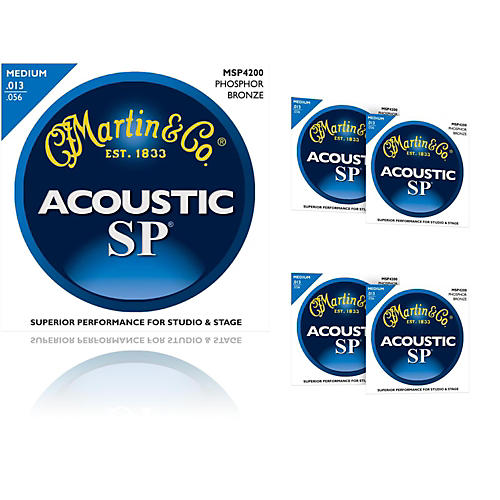 Martin MSP4200 Phosphor Bronze Medium Acoustic Guitar Strings (5 Pack ...