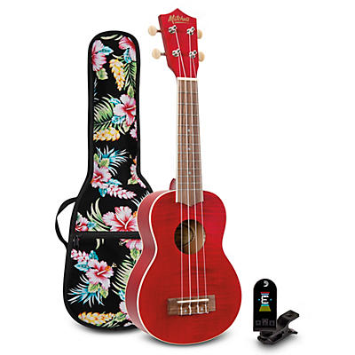 Mitchell MU45F Exotic Soprano Ukulele Flamed Maple Pack