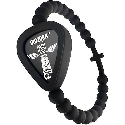 Pickbandz MUZiiKA Pick Holder Beaded Bracelet with Cross Medium Black