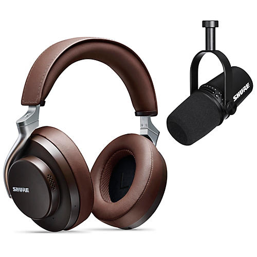 Shure MV7-K USB Microphone and AONIC 50 Headphones Content Creator Bundle Brown