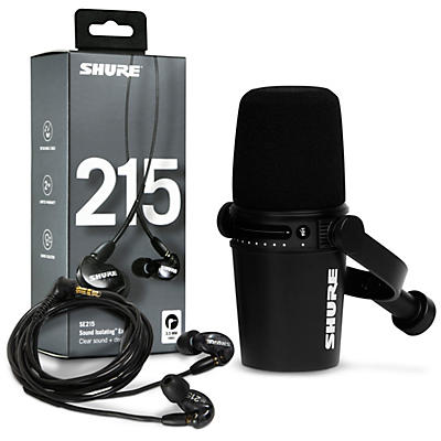 Shure MV7-K USB Microphone and SE215 Earphones Content Creator Bundle