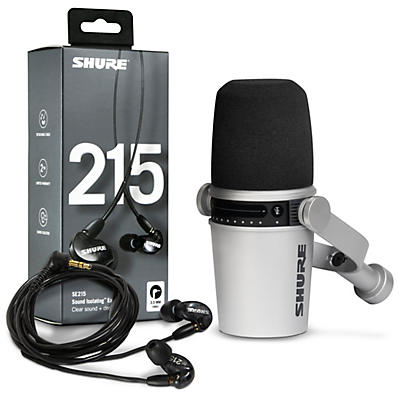Shure MV7-S USB Microphone and SE215 Earphones Content Creator Bundle