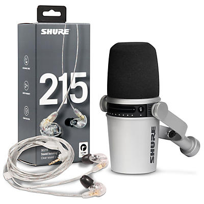 Shure MV7-S USB Microphone and SE215 Earphones Content Creator Bundle