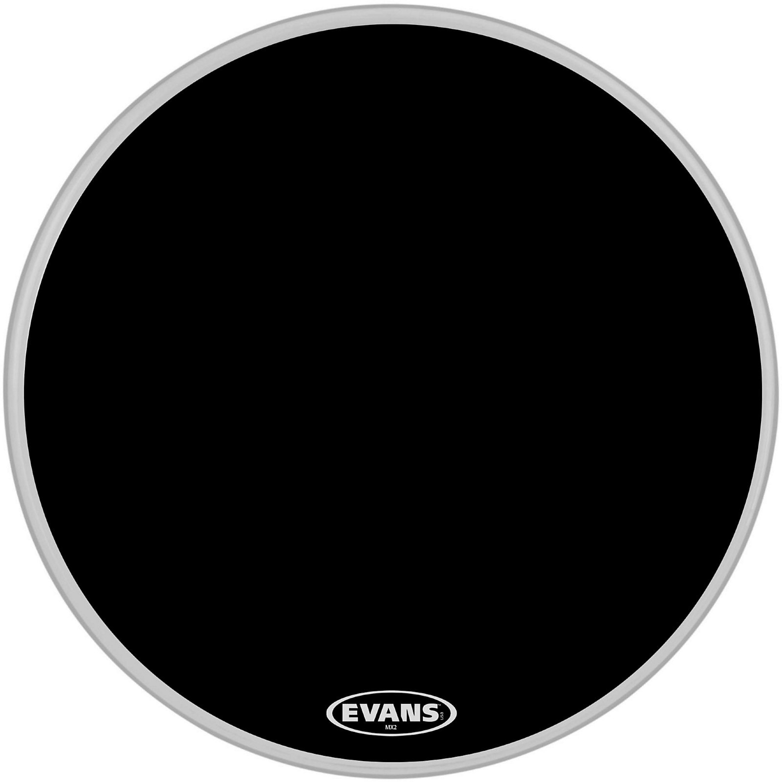 Evans MX2 Black Marching Bass Drum Head Black 32 in. | Musician's Friend