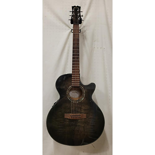 Mitchell MX420 Acoustic Electric Guitar Trans Black