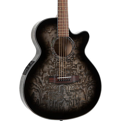 Mitchell MX430QAB Exotic Series Acoustic-Electric Guitar Midnight Black Edge Burst
