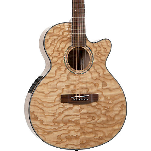Mitchell MX430QAB Exotic Series Acoustic-Electric Guitar Quilted Ash Burl Natural