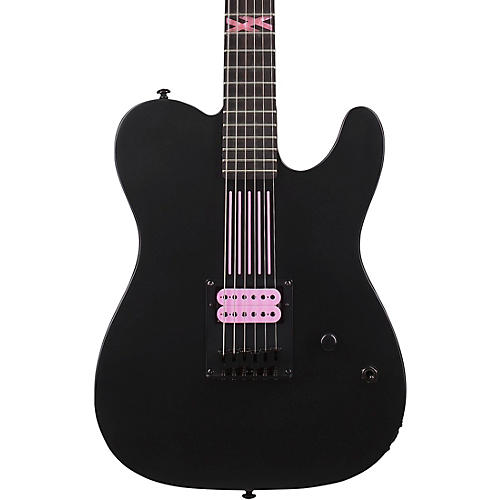 Schecter Guitar Research Machine Gun Kelly PT With Hot Pink Line Graphics Electric Guitar Satin Black