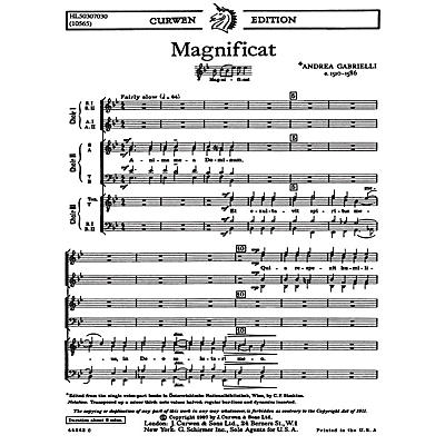 G. Schirmer Magnificat For Three Choruses SATB TTBB SSAA SATB TTBB SA composed by A Gabrielli