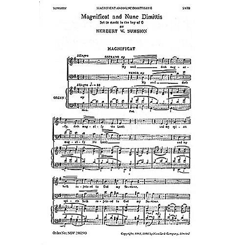 Novello Magnificat and Nunc Dimittis in G SATB Composed by Herbert Sumsion