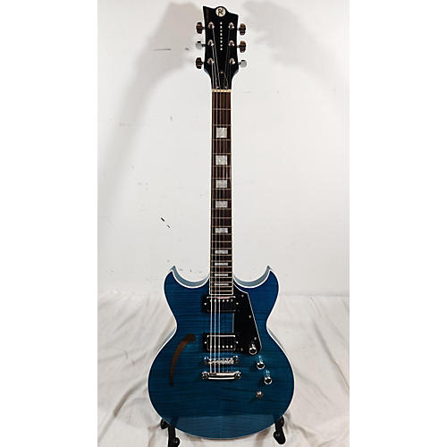 Reverend Manta Ray HB Hollow Body Electric Guitar Turquoise Flame Maple