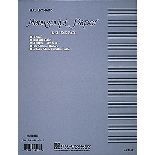 Hal Leonard Manuscript Paper 32 Page 12 Staves Punched Printed Both Sides