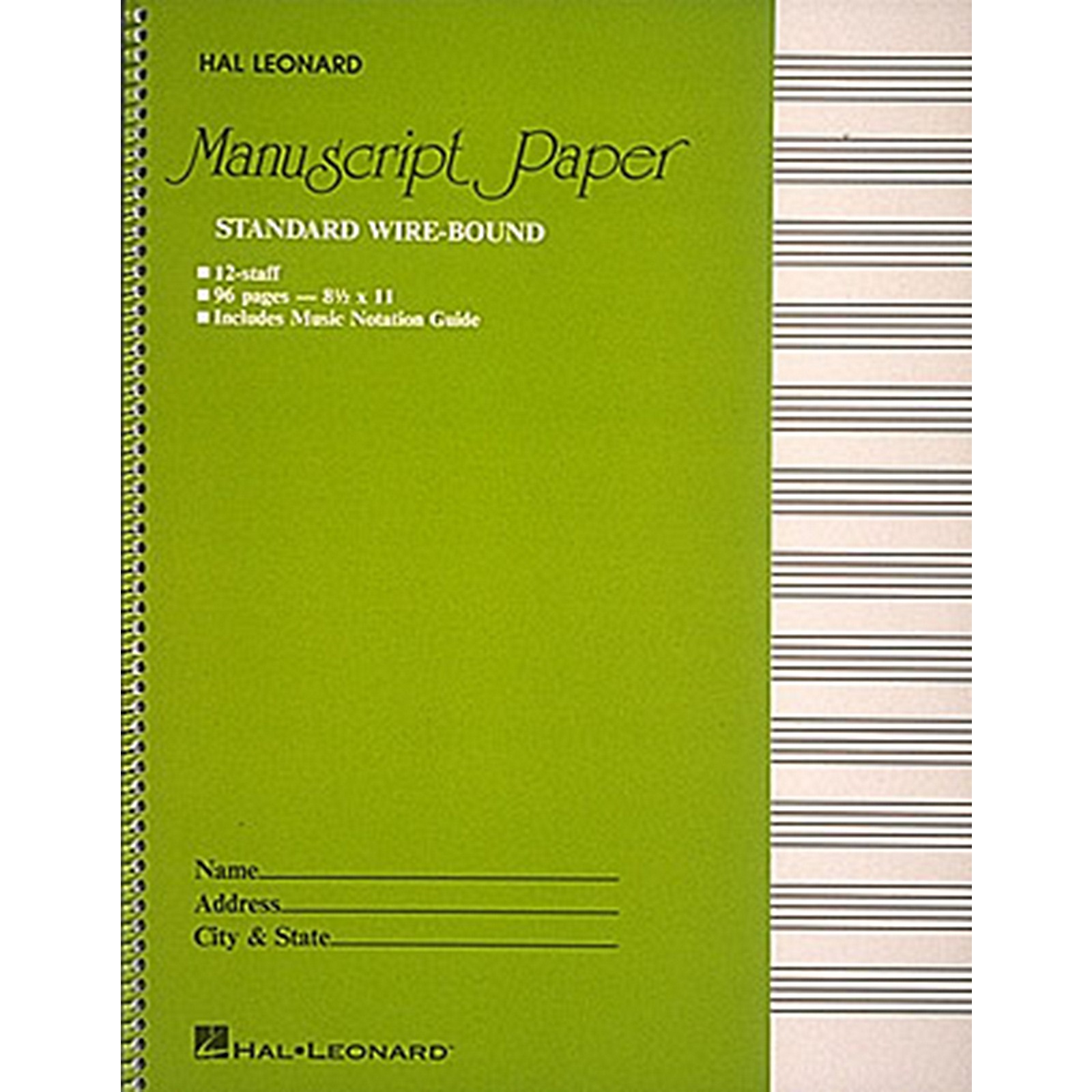 Hal Leonard Manuscript Paper 96 Page Wirebound 12 Staves | Musician's ...