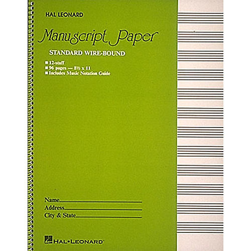 Hal Leonard Manuscript Paper 96 Page Wirebound 12 Staves