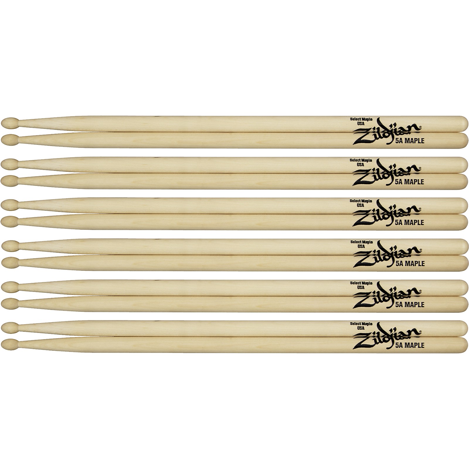 Zildjian Maple Drumsticks 6Pack 5A Wood Tip Musician's Friend