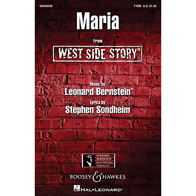 Hal Leonard Maria (from West Side Story) TTBB Arranged by William Stickles