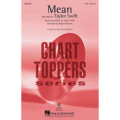 Hal Leonard Mean SSA by Taylor Swift arranged by Roger Emerson