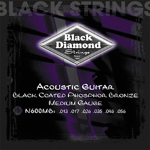 Medium Gauge Black Coated Phosphor Bronze Acoustic Guitar Strings