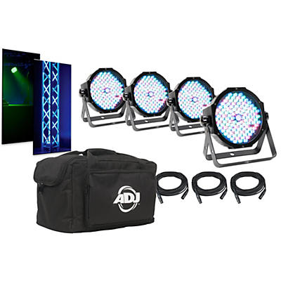 American DJ Mega Par Profile Plus LED PARs 4-Pack With Cables and Carry Bag