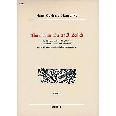 Schott Melodic Variations (Set of Parts) Schott Series by Hans Gerhard Hanschke