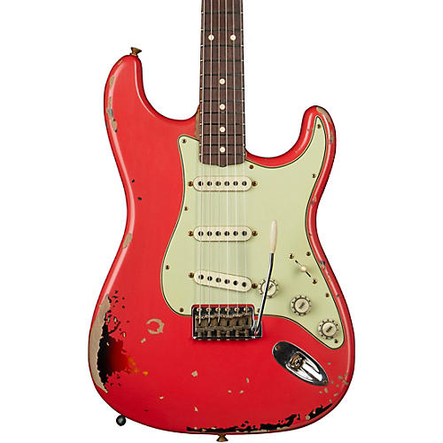 Fender Custom Shop Michael Landau Signature 1963 Stratocaster Relic Electric Guitar Fiesta Red over 3-Color Sunburst