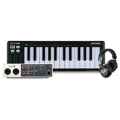 Arturia MicroLab mk3 25-key Keyboard Controller with Universal Audio Volt 2 USB Audio Interface & Warm Audio WA-CAB Studio Headphone Bundle