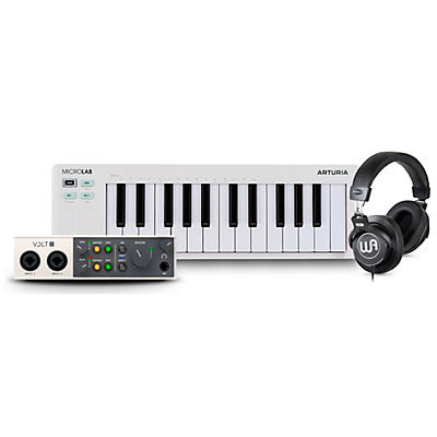 Arturia MicroLab mk3 25-key Keyboard Controller with Universal Audio Volt 2 USB Audio Interface & Warm Audio WA-CAB Studio Headphone Bundle