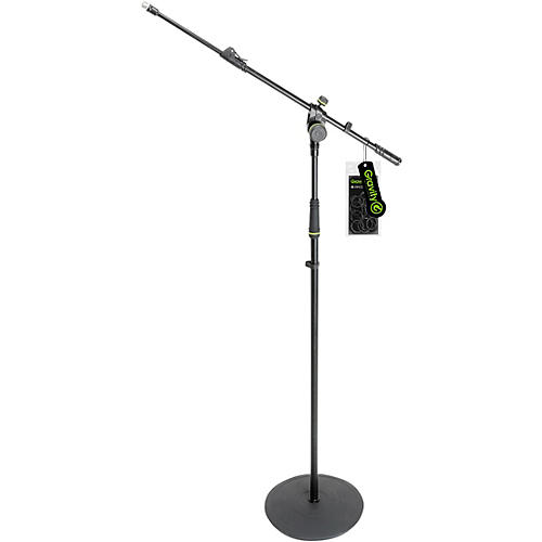 Gravity Stands Microphone Stand With Round Base and 2-Point Adjustment Telescoping Boom