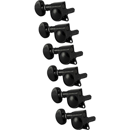 Grover Mid-Size Locking Rotomatics 406 Series Tuning Machines Black Chrome Reverse 6-in-line