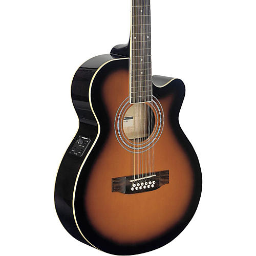 Stagg Mini-Jumbo Electro-Acoustic Cutaway 12-String Concert Guitar 3-Color Sunburst