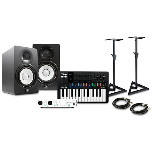 Arturia MiniLab 3 25 Slim-key Controller with Minifuse 2 USB Audio Interface and Yamaha HS5 5-inch Studio Monitor Pair Bundle (Stands/Cables Included) Black