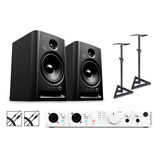 Arturia Minifuse 4 with Harbinger Studio Monitor Pair (Stands & Cables Included) SM508 White