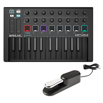 Arturia Minilab MkII Mini Hybrid Keyboard Controller Deep Black With Sustain Pedal