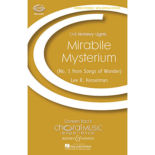 Boosey and Hawkes Mirabile Mysterium (No. 2 from Songs of Wonder) SATB a cappella composed by Lee Kesselman