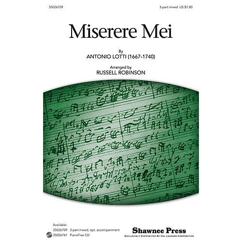 Shawnee Press Miserere Mei 3-Part Mixed opt. a cappella arranged by Russell Robinson