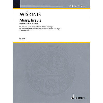 Schott Missa Brevis (Missa Sancti Martini) Composed by Vytautas Miskinis
