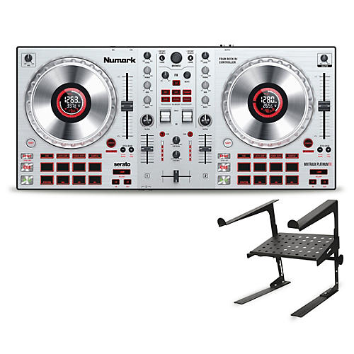 Numark Mixtrack Platinum FX Silver DJ Controller With Laptop Stand