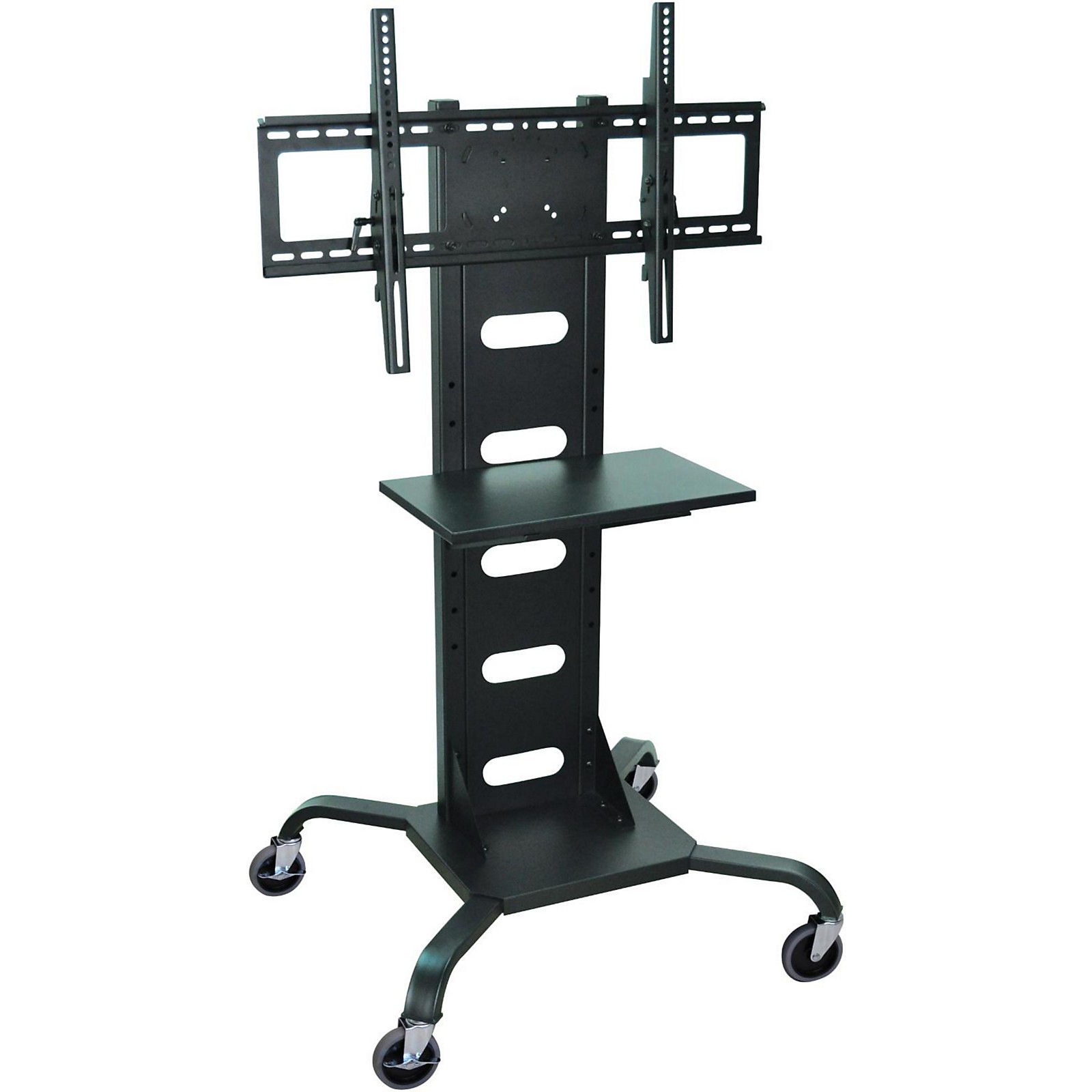 H. Wilson Mobile Flat Panel Display Stand With AllSteel Frame Black
