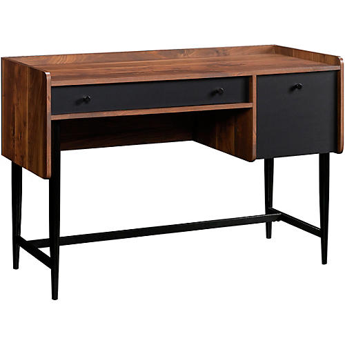 SAUDER WOODWORKING CO. Modern Home Office Workstation for Recording and Content Creation Walnut