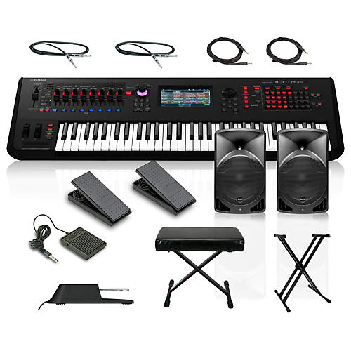 Montage 6 61-Key Synthesizer with Powered Speakers Stand Pedals Deluxe Keyboard Bench and Cables
