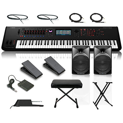 Montage 7 76-Key Synthesizer with Powered Speakers Stand Pedals Deluxe Keyboard Bench and Cables