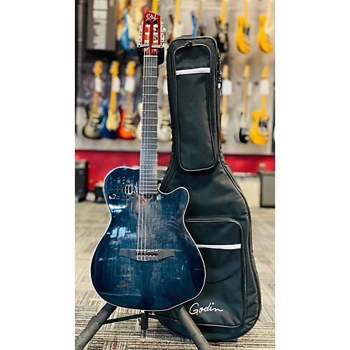 Godin Multiac ACS SA Classical Acoustic Electric Guitar DENIM BLUE FLAME