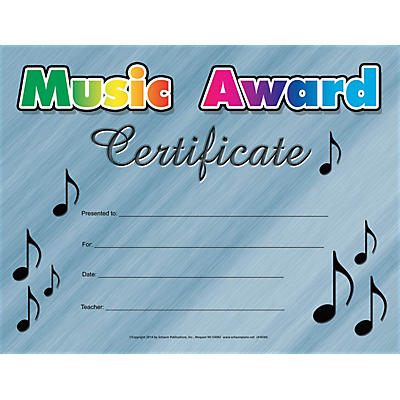 SCHAUM Music Award Certificate Educational Piano Series