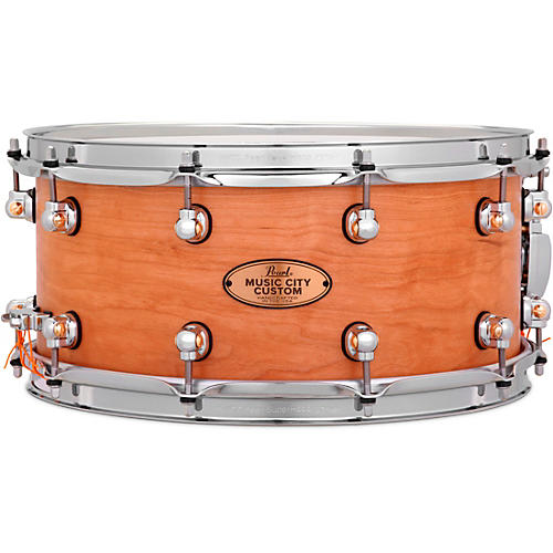 Pearl Music City Custom Solid Shell Snare Cherry in Hand-Rubbed Natural Finish 14 x 6.5 in.