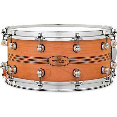 Pearl Music City Custom Solid Shell Snare Cherry with Boxwood-Rose TriBand Inlay