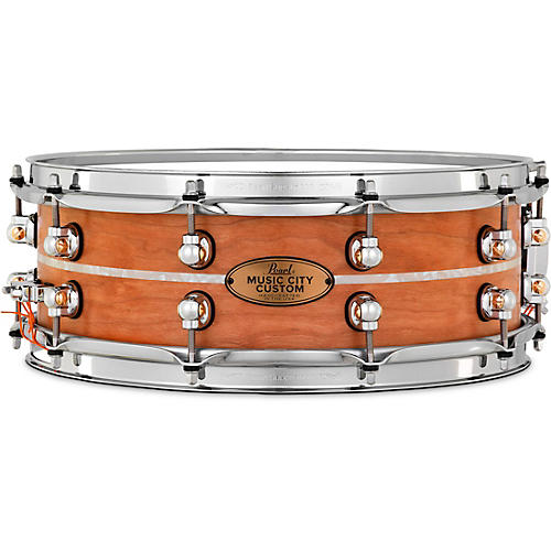 Pearl Music City Custom Solid Shell Snare Cherry with Nicotine Marine Inlay 14 x 5 in.