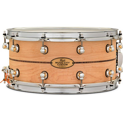 Pearl Music City Custom Solid Shell Snare Maple with Kingwood Center Inlay